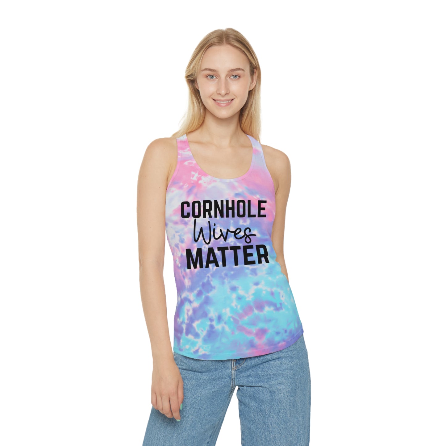 Cornhole Wives Matter-Tie Dye Racerback Tank Top