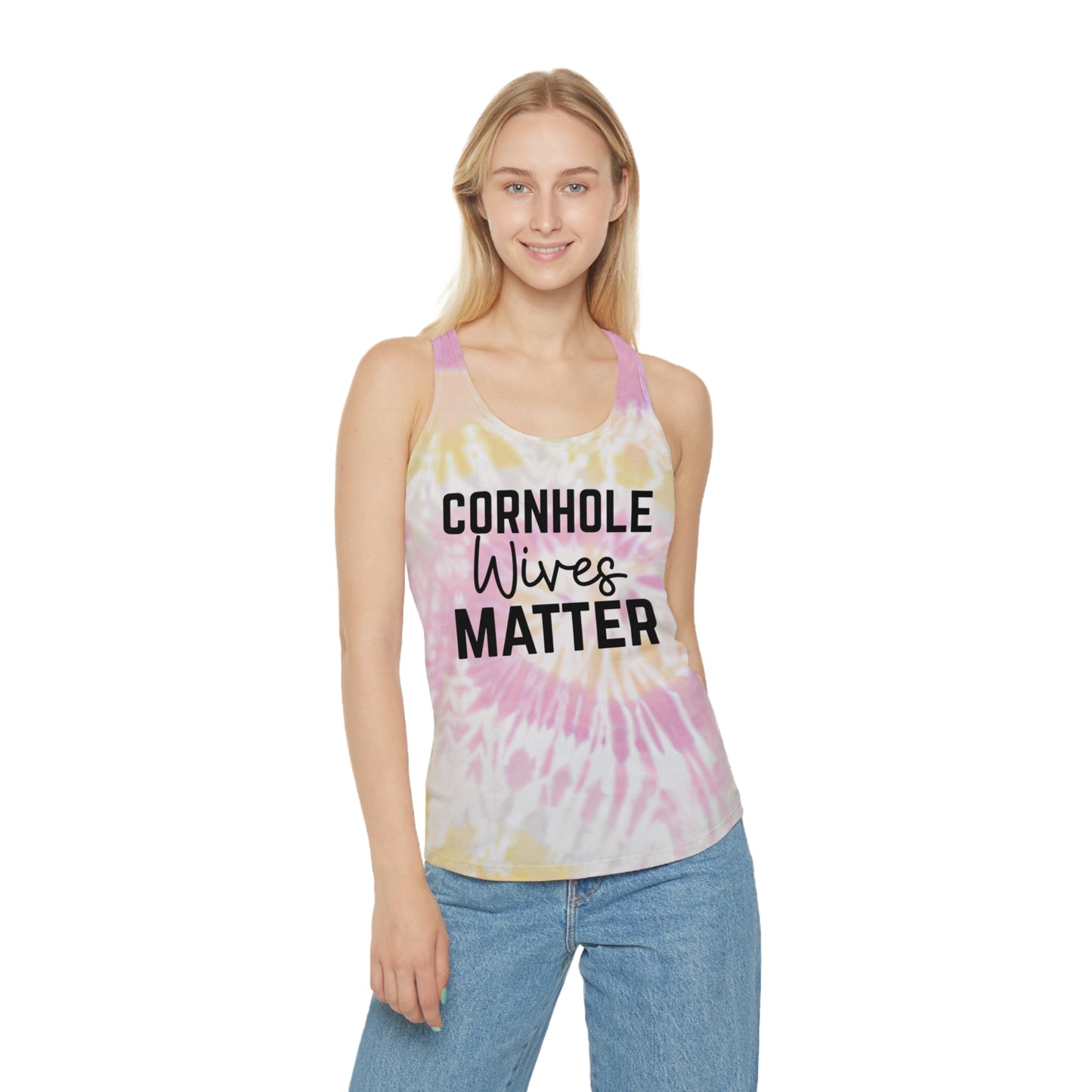 Cornhole Wives Matter-Tie Dye Racerback Tank Top