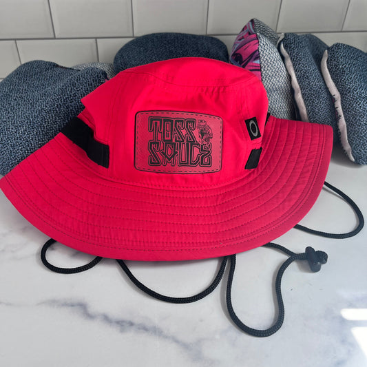 Red Bucket Hat with Red Patch--ADULT