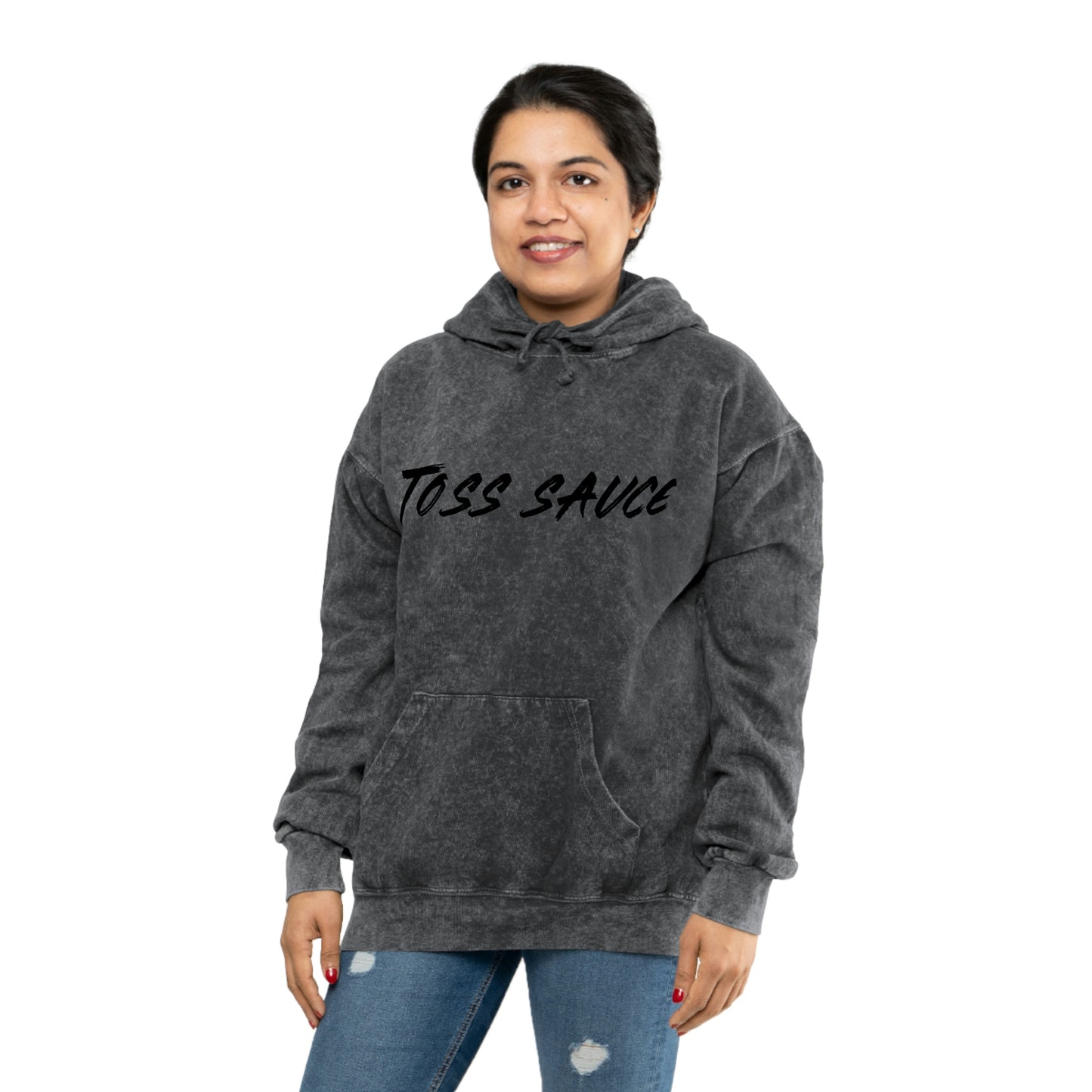 Toss Sauce (front and back design) Unisex Mineral Wash Hoodie