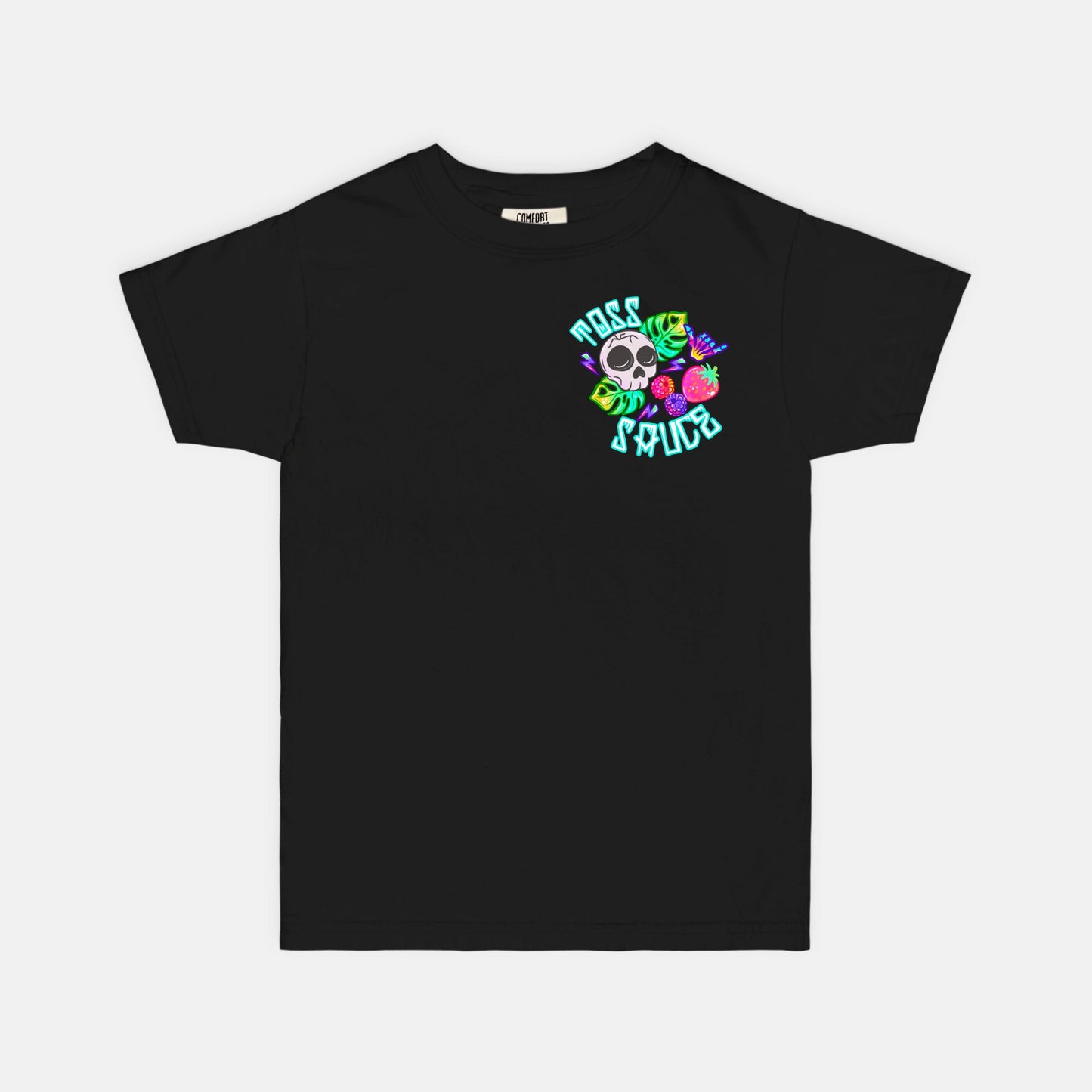 YOUTH Purple Berries Toss Sauce Skulls Tshirt