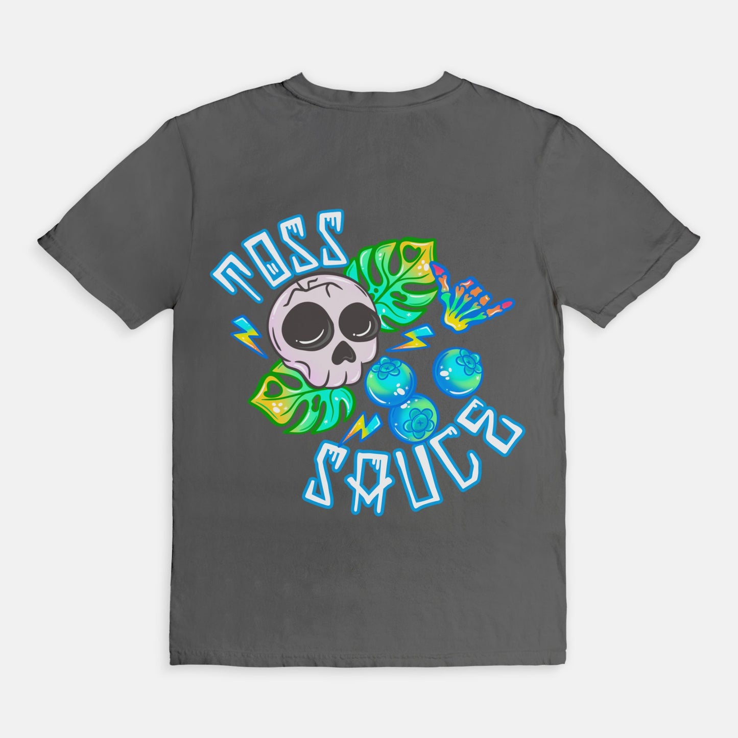 ADULT Blueberry Skulls Toss Sauce Tshirt (Comfort Color)