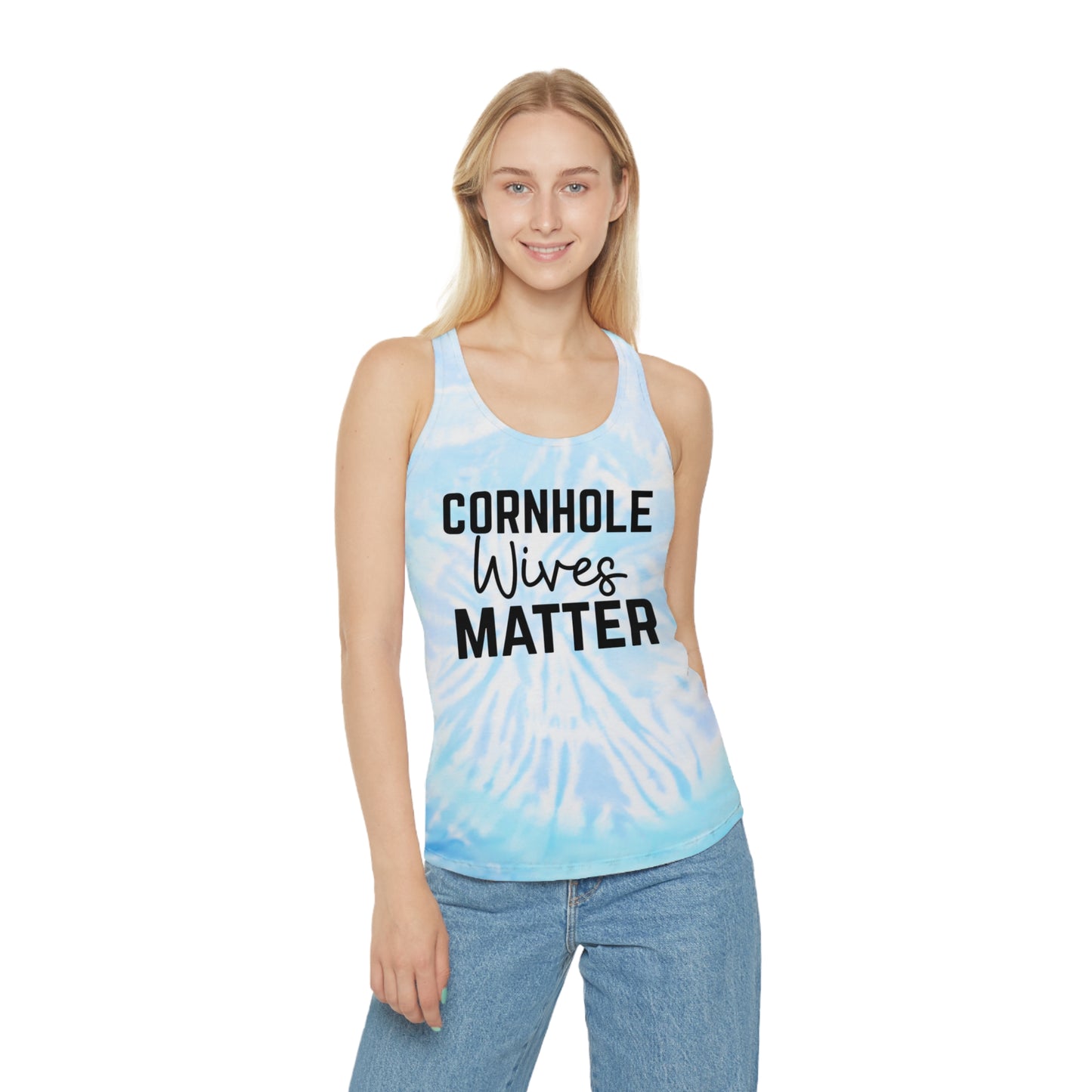 Cornhole Wives Matter-Tie Dye Racerback Tank Top