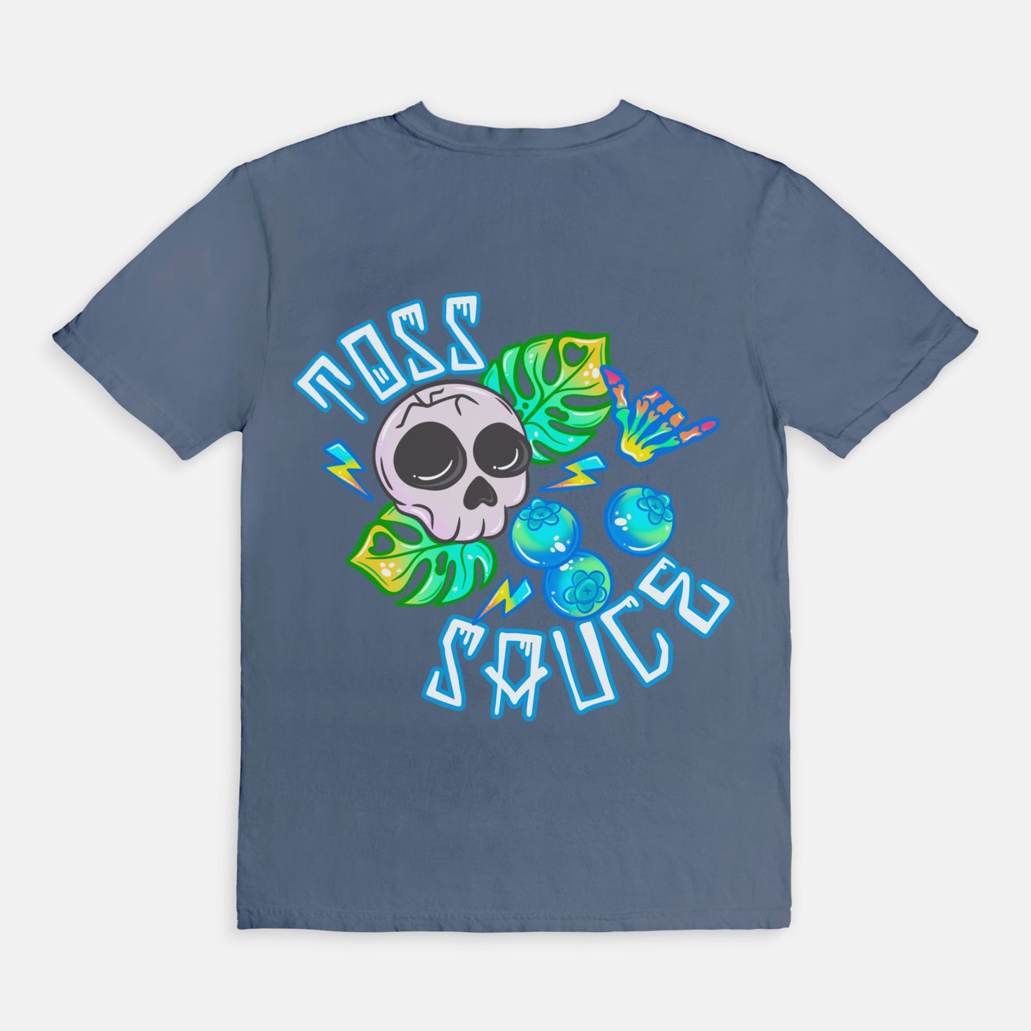 ADULT Blueberry Skulls Toss Sauce Tshirt (Comfort Color)