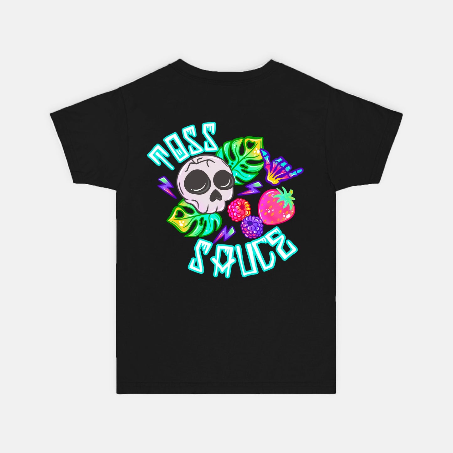 YOUTH Purple Berries Toss Sauce Skulls Tshirt