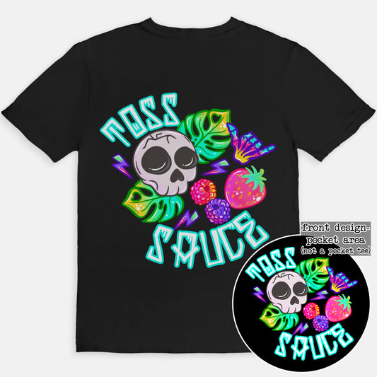 YOUTH Purple Berries Toss Sauce Skulls Tshirt